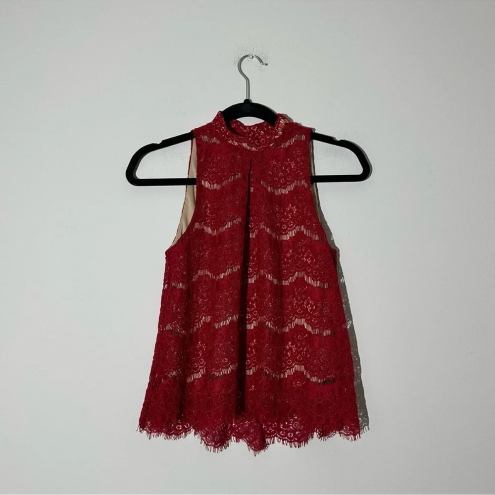 NWT Love, Fire Burgundy Lace Top Size XS